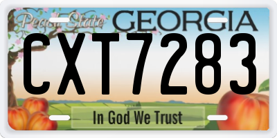 GA license plate CXT7283