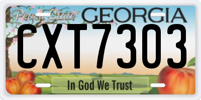 GA license plate CXT7303