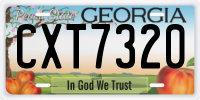 GA license plate CXT7320