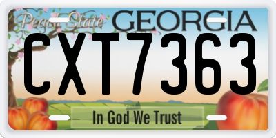 GA license plate CXT7363