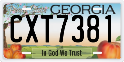 GA license plate CXT7381