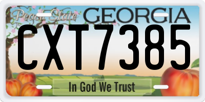 GA license plate CXT7385