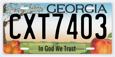 GA license plate CXT7403
