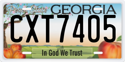GA license plate CXT7405