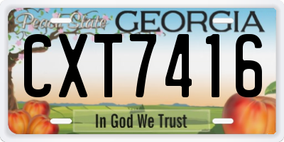 GA license plate CXT7416