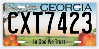 GA license plate CXT7423