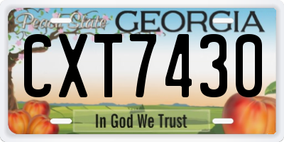 GA license plate CXT7430