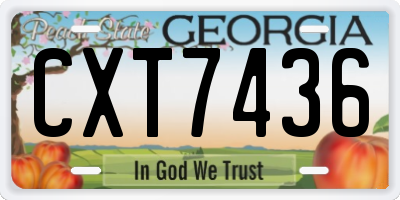 GA license plate CXT7436