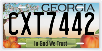 GA license plate CXT7442