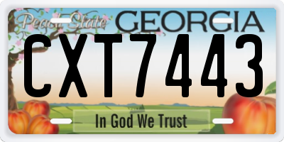 GA license plate CXT7443