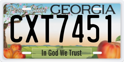 GA license plate CXT7451