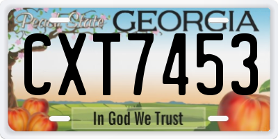 GA license plate CXT7453