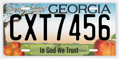 GA license plate CXT7456