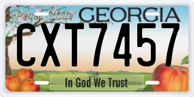 GA license plate CXT7457