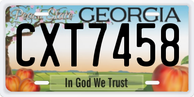 GA license plate CXT7458