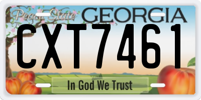 GA license plate CXT7461