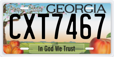 GA license plate CXT7467