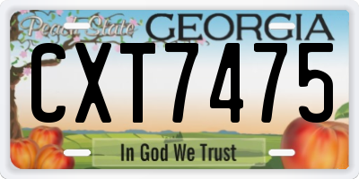 GA license plate CXT7475