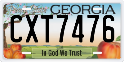 GA license plate CXT7476
