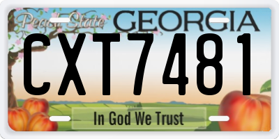 GA license plate CXT7481