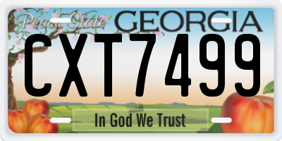 GA license plate CXT7499