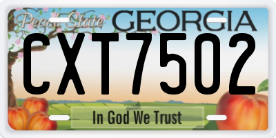 GA license plate CXT7502