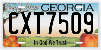 GA license plate CXT7509
