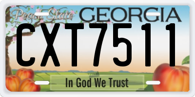 GA license plate CXT7511