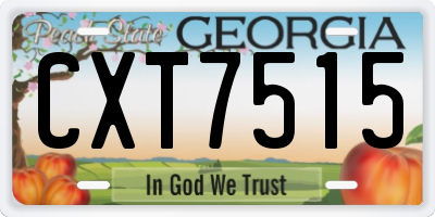 GA license plate CXT7515