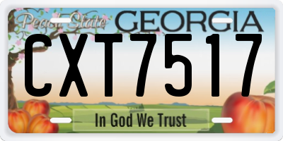GA license plate CXT7517