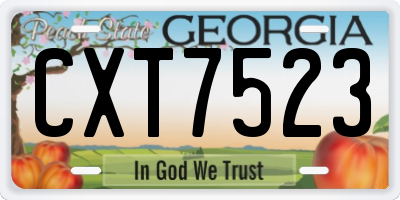 GA license plate CXT7523