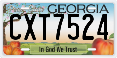 GA license plate CXT7524