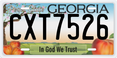 GA license plate CXT7526