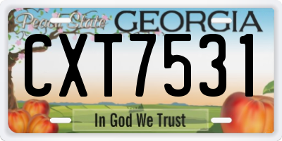 GA license plate CXT7531