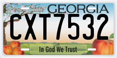 GA license plate CXT7532