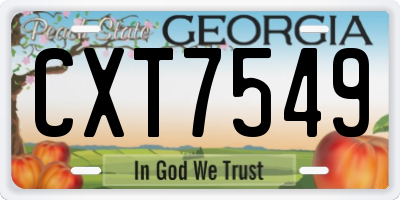 GA license plate CXT7549