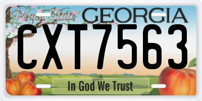 GA license plate CXT7563