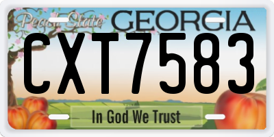 GA license plate CXT7583