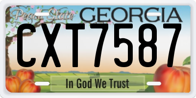 GA license plate CXT7587