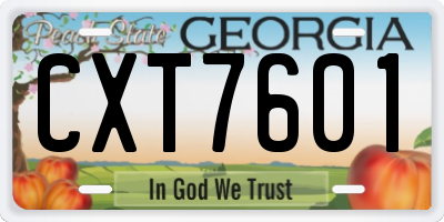 GA license plate CXT7601