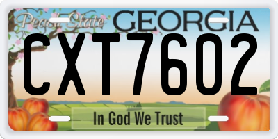 GA license plate CXT7602