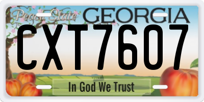GA license plate CXT7607