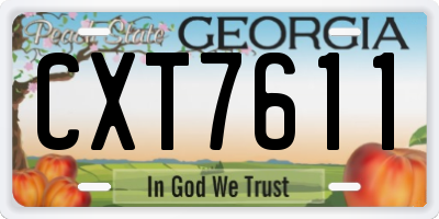 GA license plate CXT7611