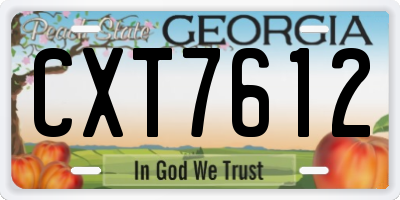 GA license plate CXT7612