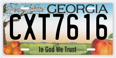 GA license plate CXT7616