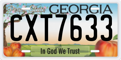 GA license plate CXT7633