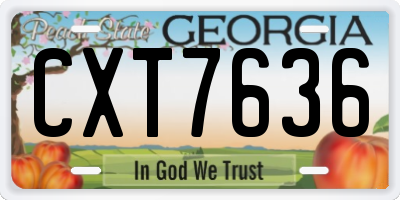GA license plate CXT7636