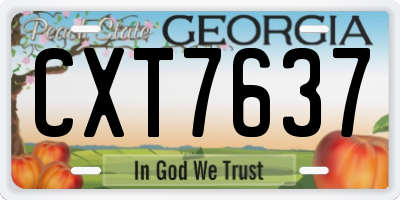 GA license plate CXT7637