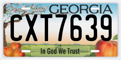 GA license plate CXT7639
