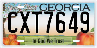 GA license plate CXT7649